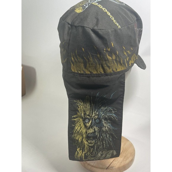 Vintage 80s Iron Maiden Trapper Hat Cap With Ear Flaps Rare Heavy Metal Band - Picture 5 of 9